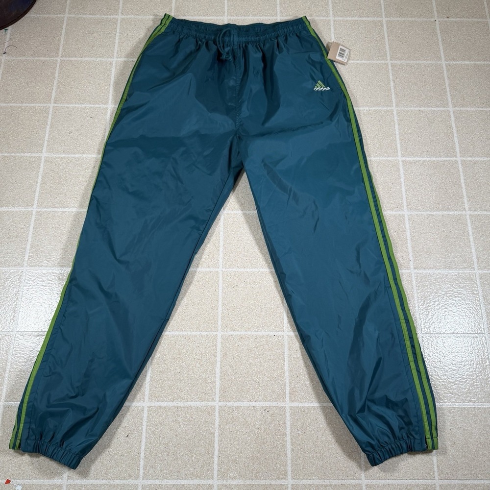 Vintage90s NWT Y2K Adidas Track Pants Mens 2XL Blue Green Windbreaker 3 Stripe